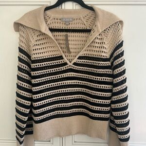 JCrew Crochet sailor-collar sweater in stripe NWT